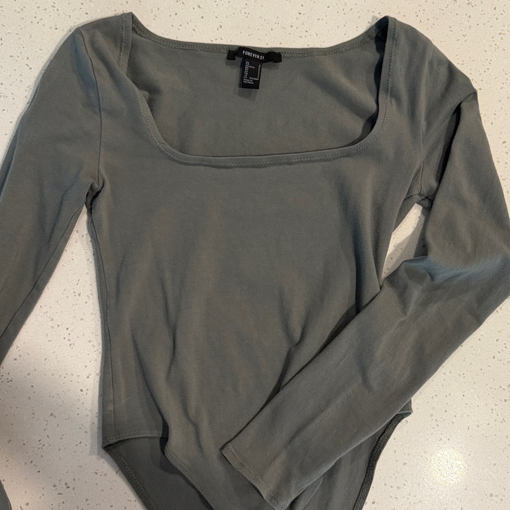Forever 21 Khaki Long Sleeve Bodysuit